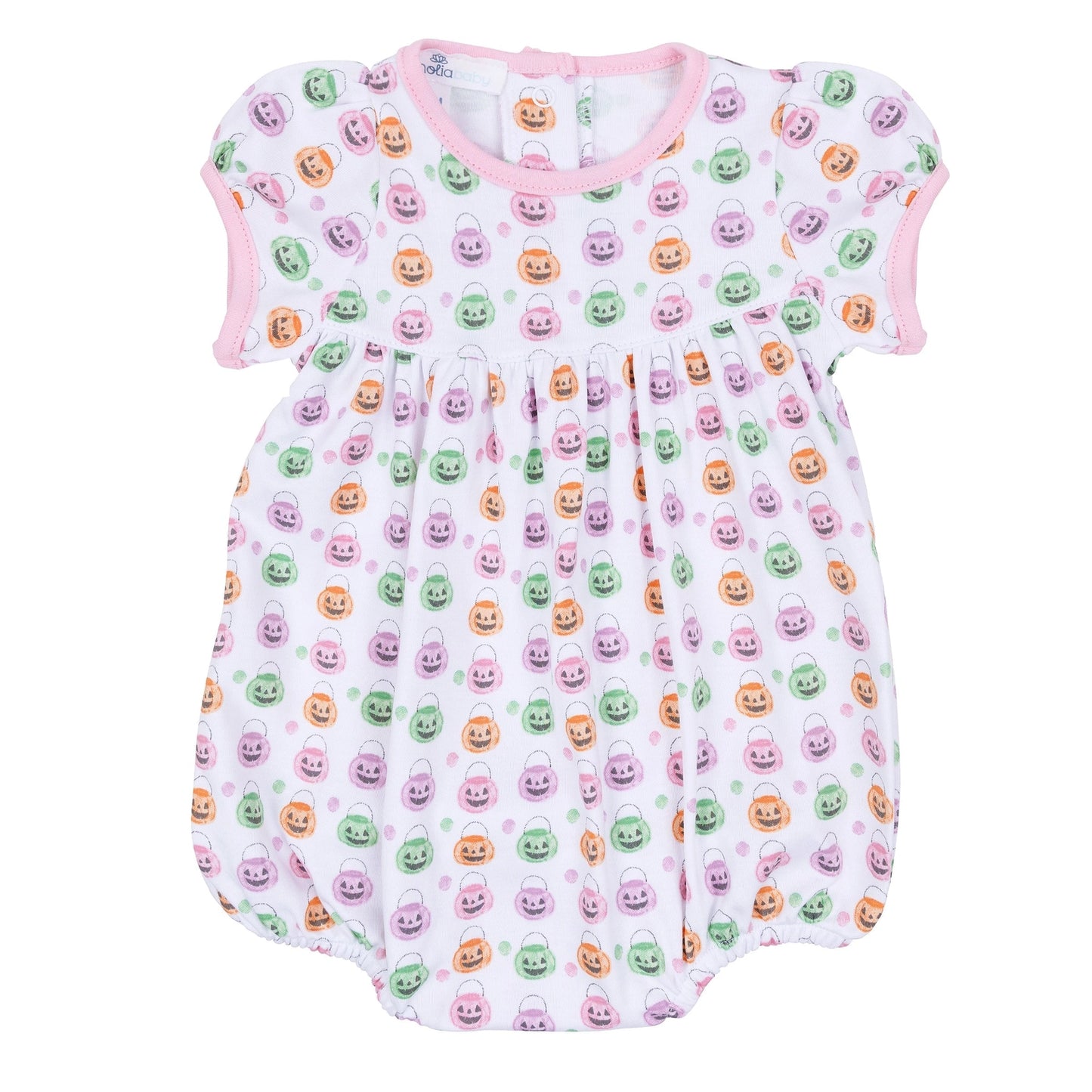 Pumpkin Party Print Short Sleeve Bubble - Pink
