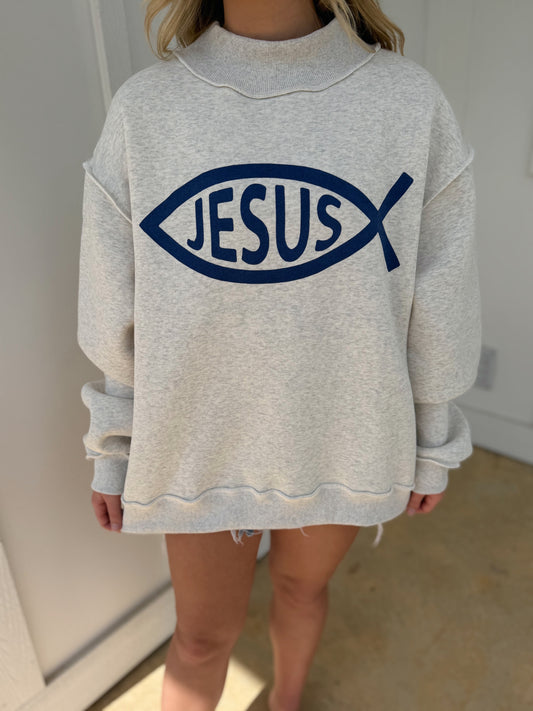 Reversible Mock Neck Sweatshirt (Jesus/Child of God)