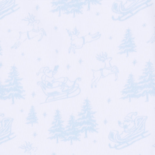 Holiday Toile Footie - Light Blue