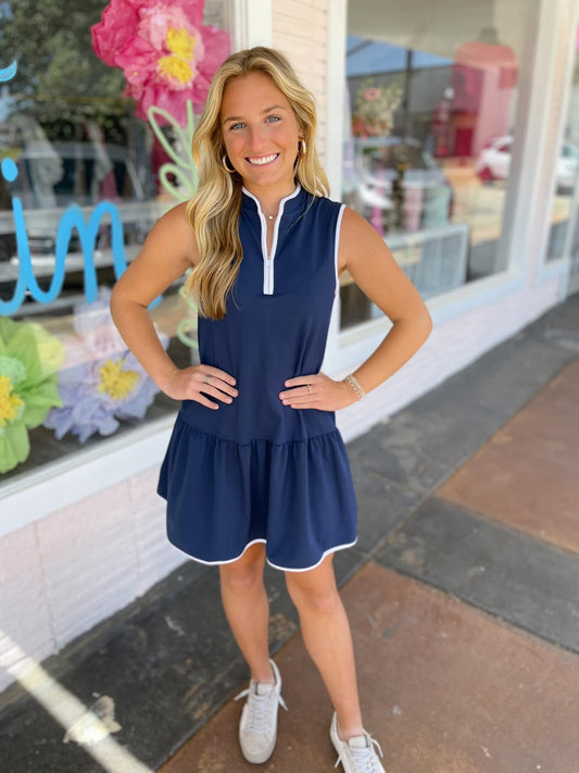 On The Move Dress (Navy) *built in shorts