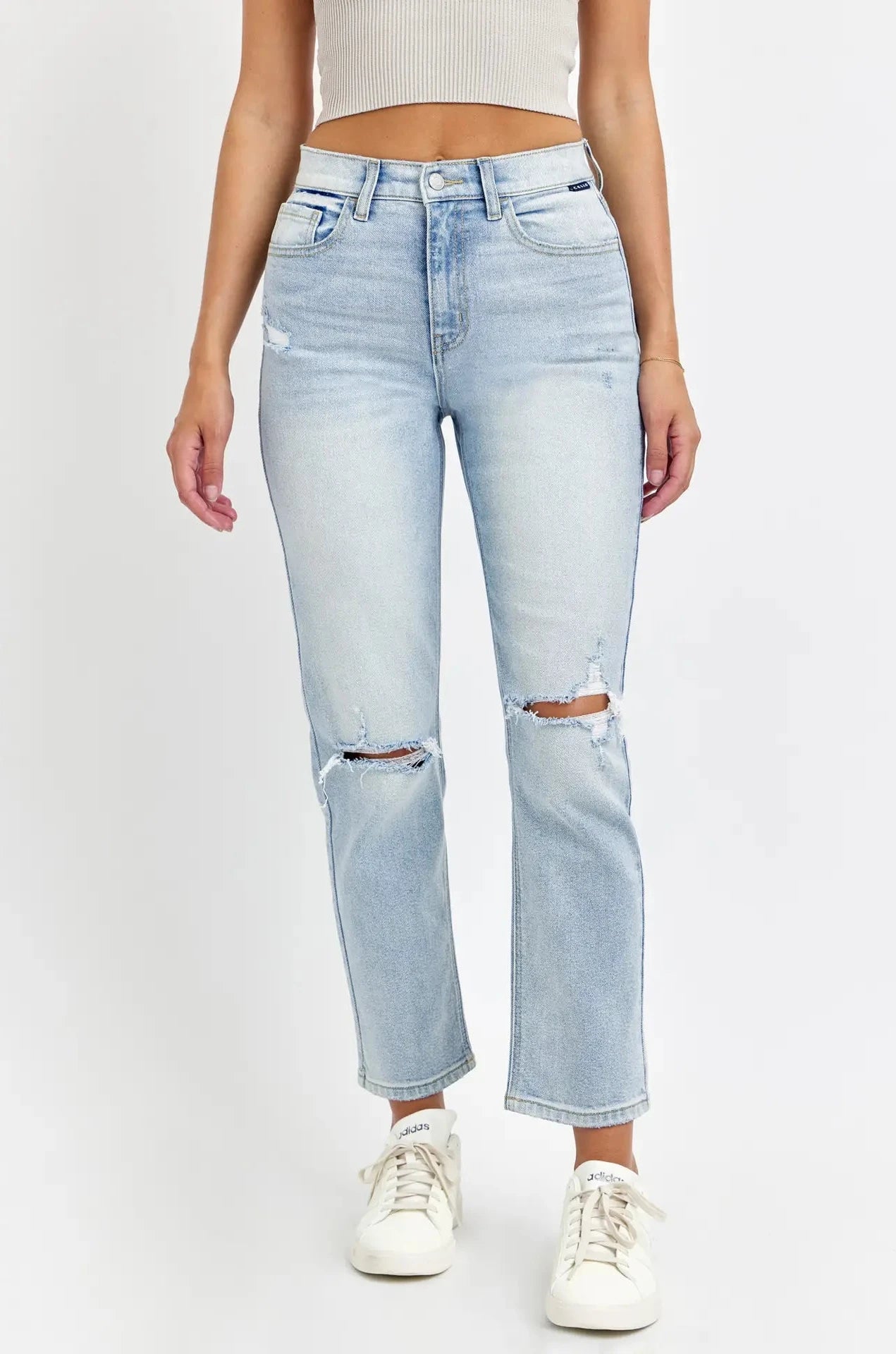 Heather High Rise Straight Leg Jeans
