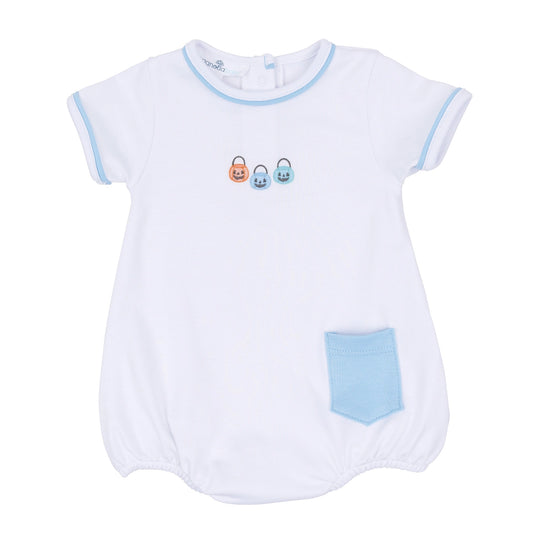 Pumpkin Party Hand-Embroidered Bubble - Light Blue