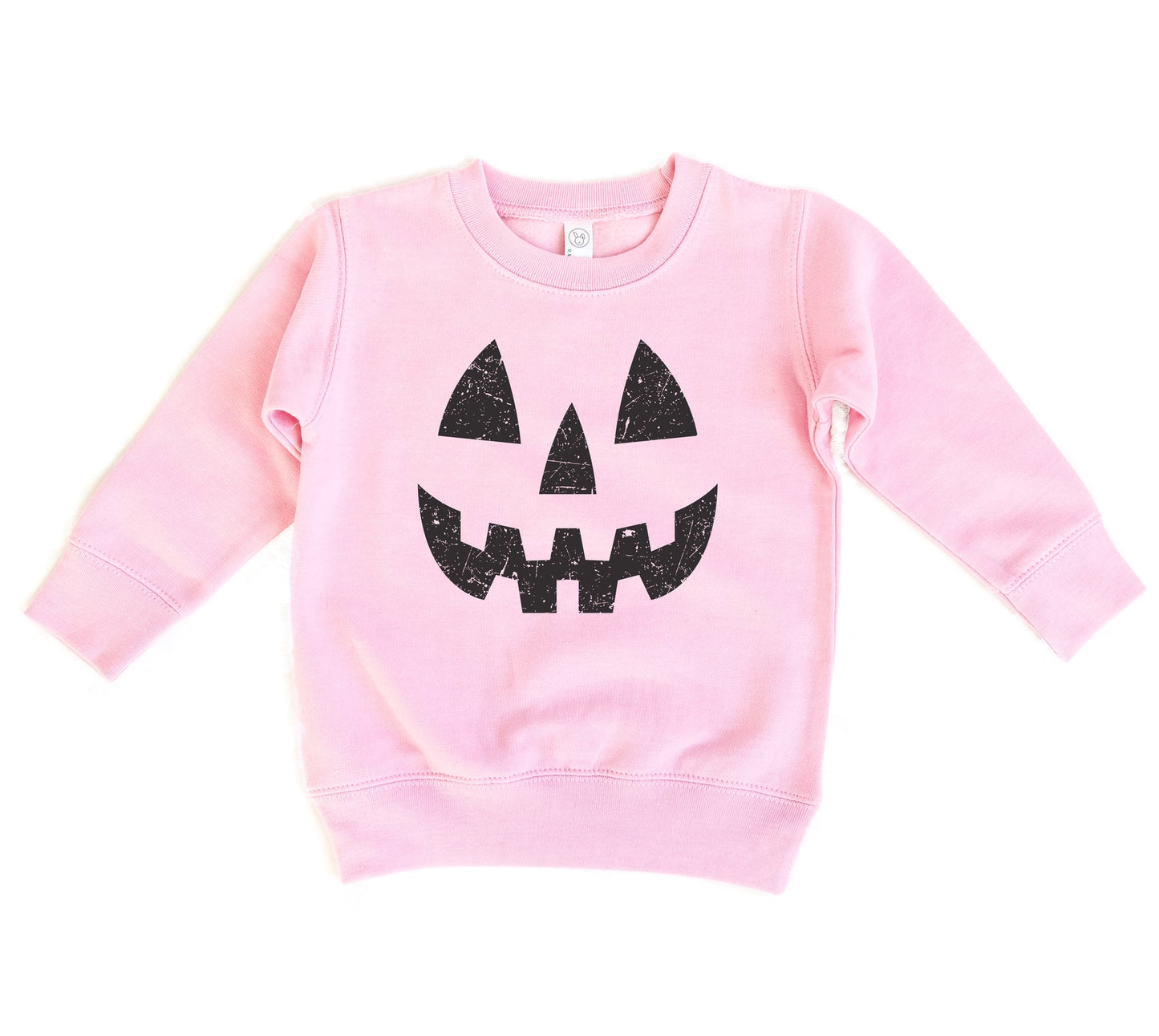 Pumpkin Smiley | Kids Fall + Halloween Sweatshirt (Pink)