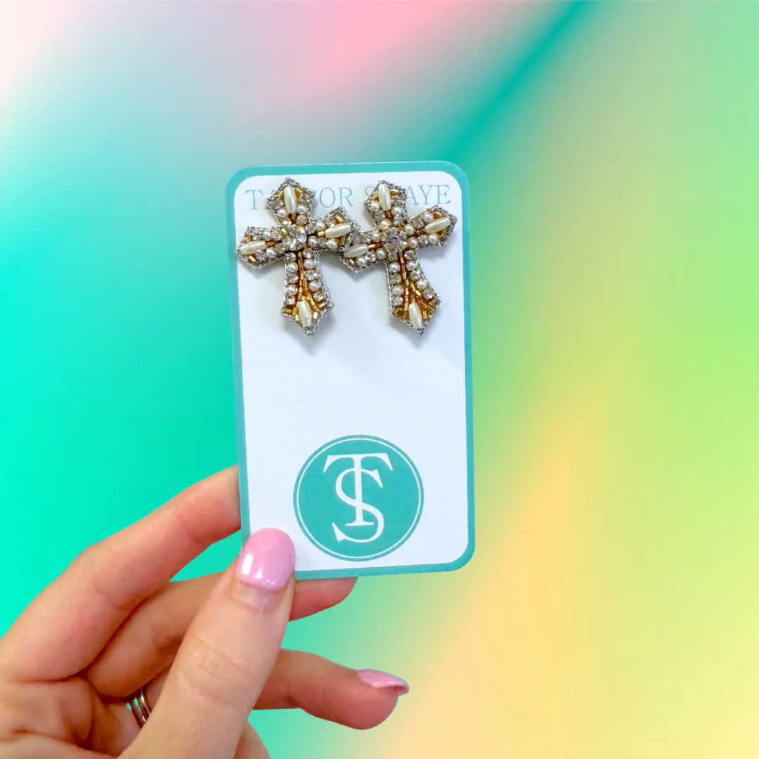 Beaded Cross Stud