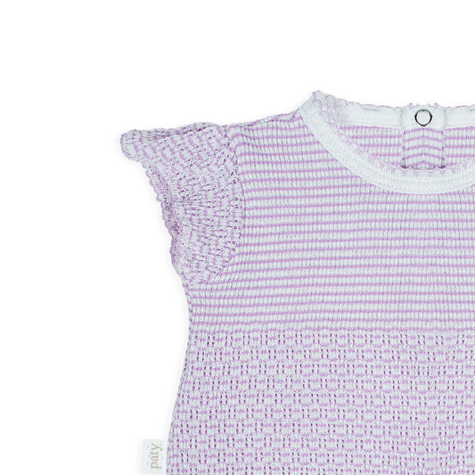 Paty Knit, 2 PC Flutter Sleeve Diaper Set with Bows (Lavender)