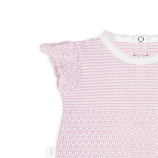 Paty Knit, 2 PC Flutter Sleeve Diaper Set with Bows (Pink)