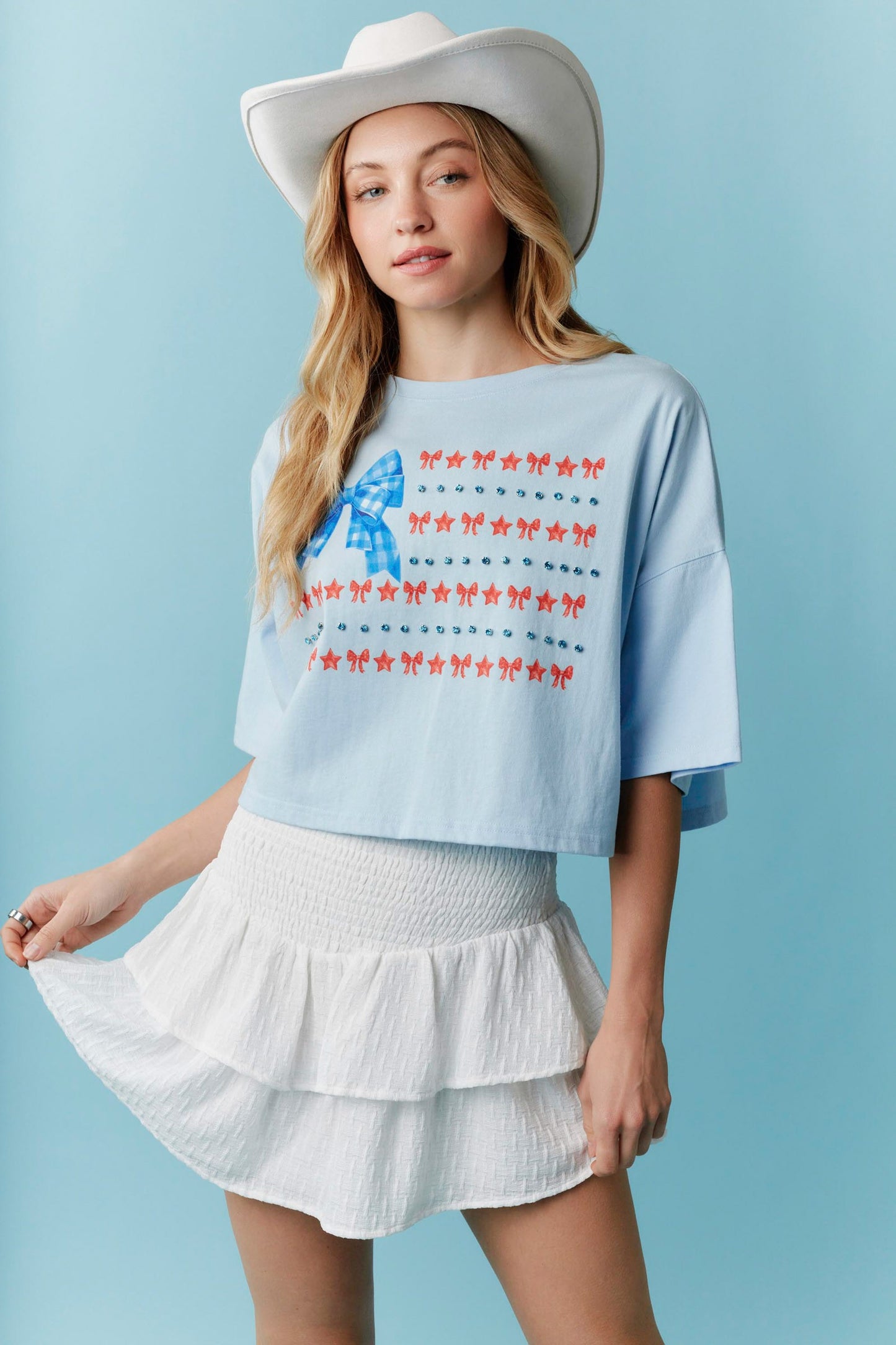 American Bow Flag with Rhinestone Detail Tee