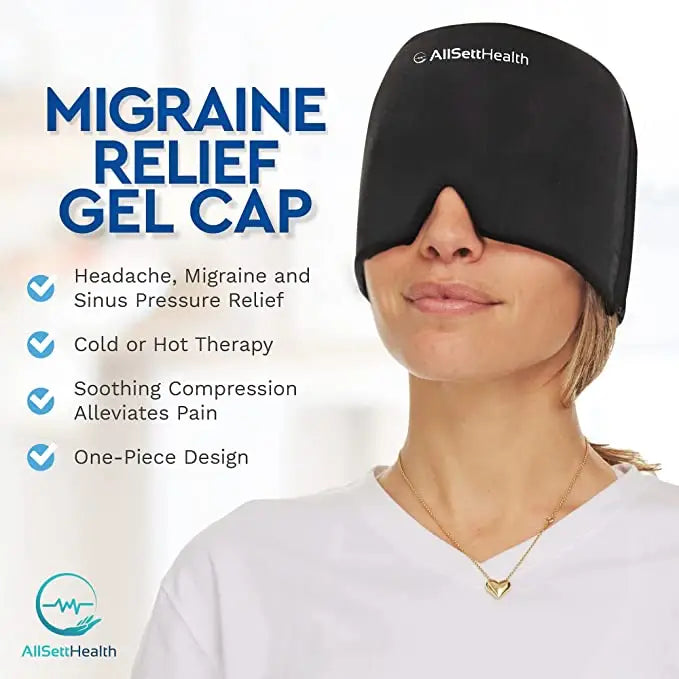 2 Pack Migraine Relief Ice Head Wrap Headache & Migraine Hat (Black)