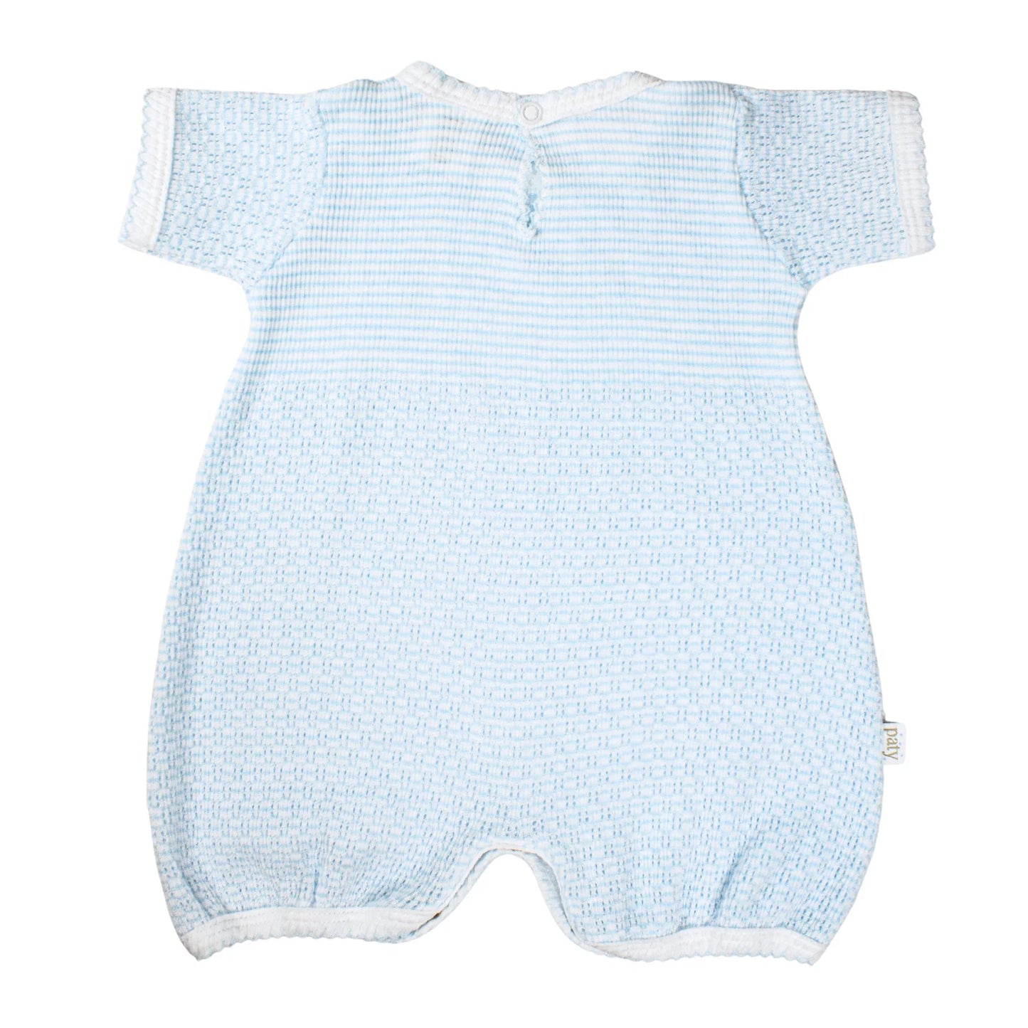 Paty Knit Solid Color Straight Hem Bubble (Blue with Blue Trim)