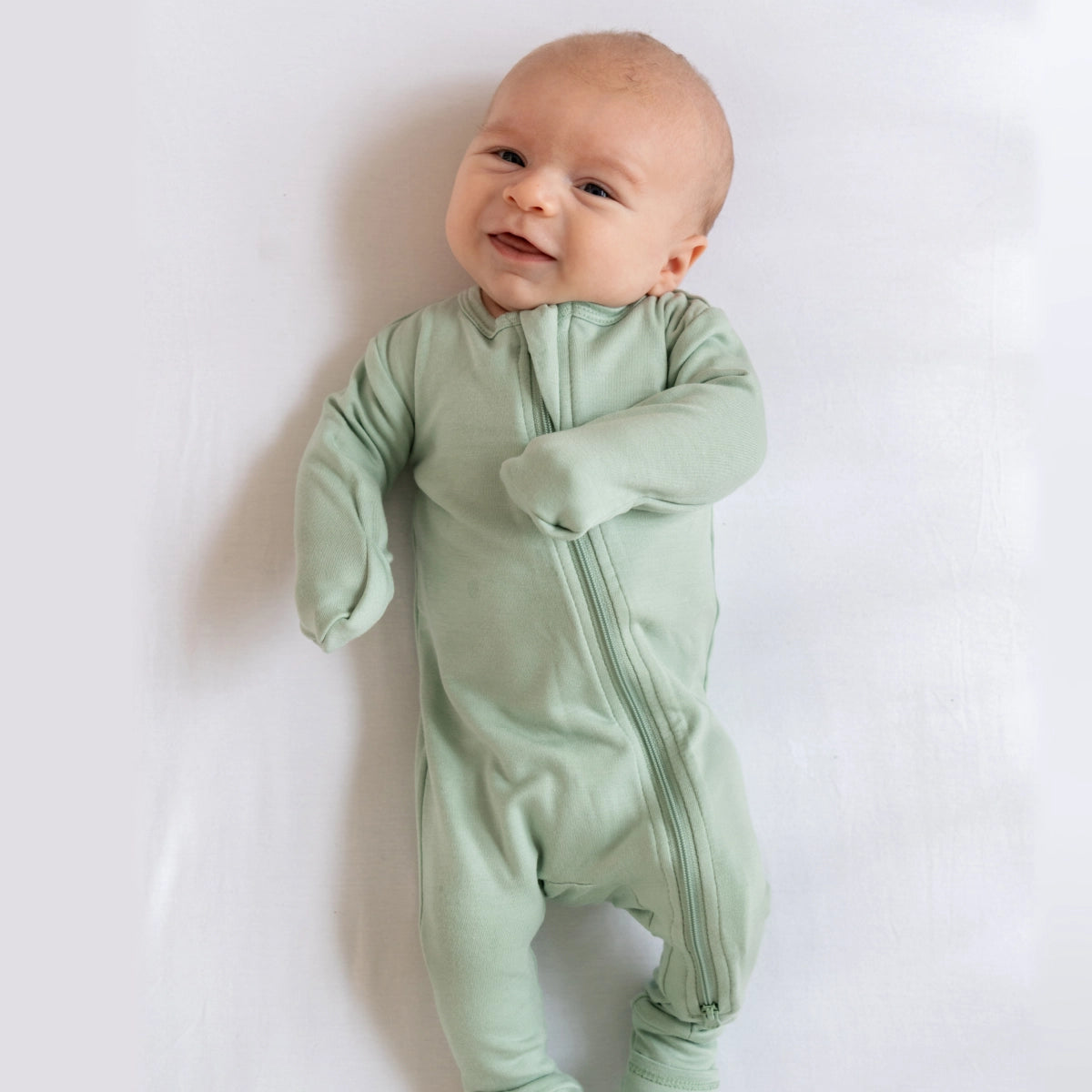 Baby Bamboo Pajamas w/ Dreamcuffs® - Sage Green