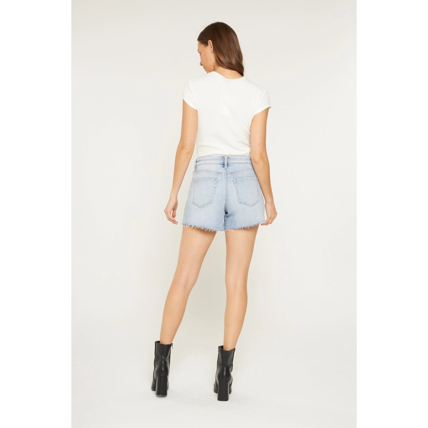 Jade High Rise Raw Hem Shorts