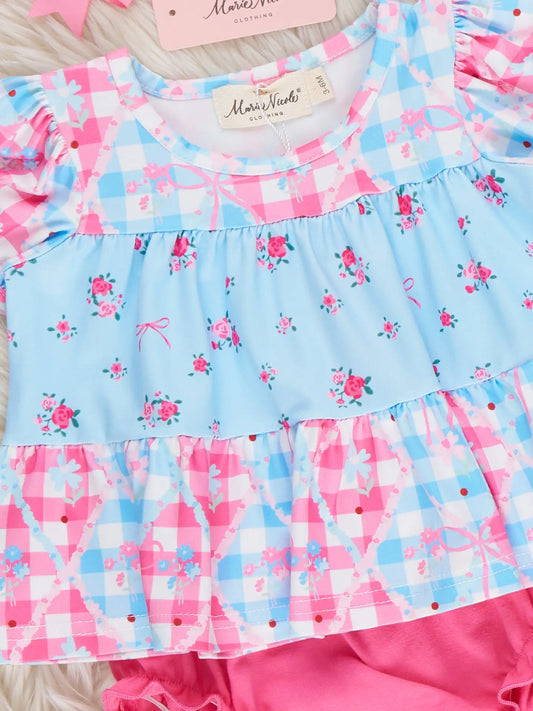 Angel Bloom Floral Plaid Bloomers Outfit