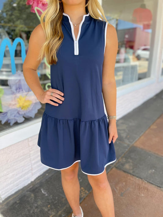 On The Move Dress (Navy) *built in shorts