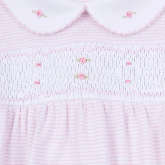 Anna Smocked Short Sleeve Bubble - Pink