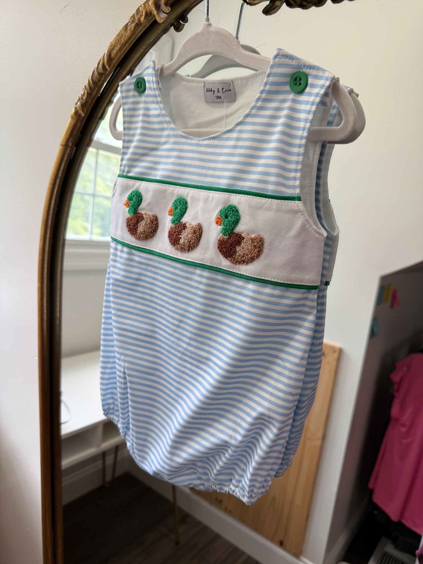 Green Duck French Knot Stripe Bubble