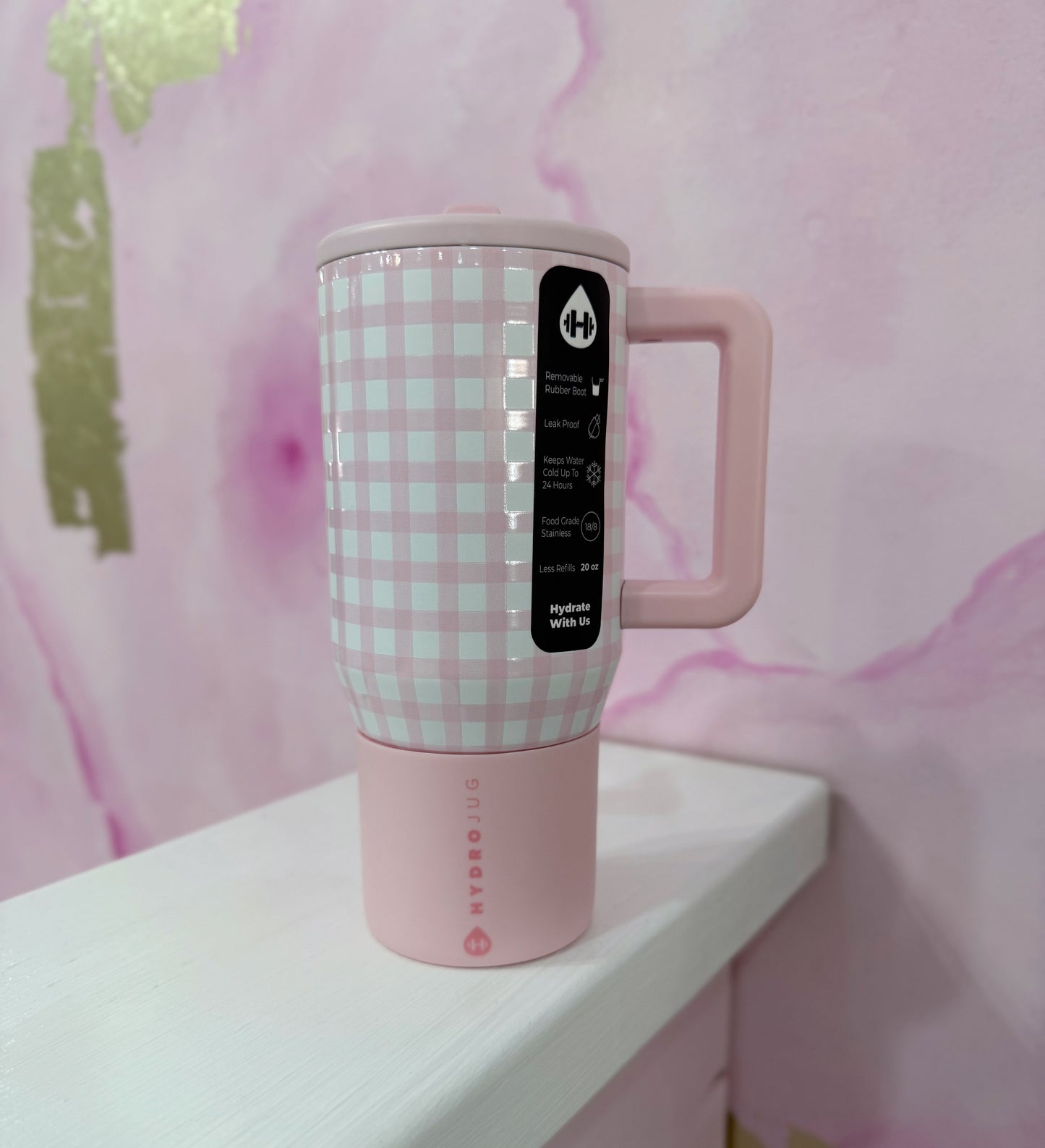 Pink Gingham Traveler (20oz)