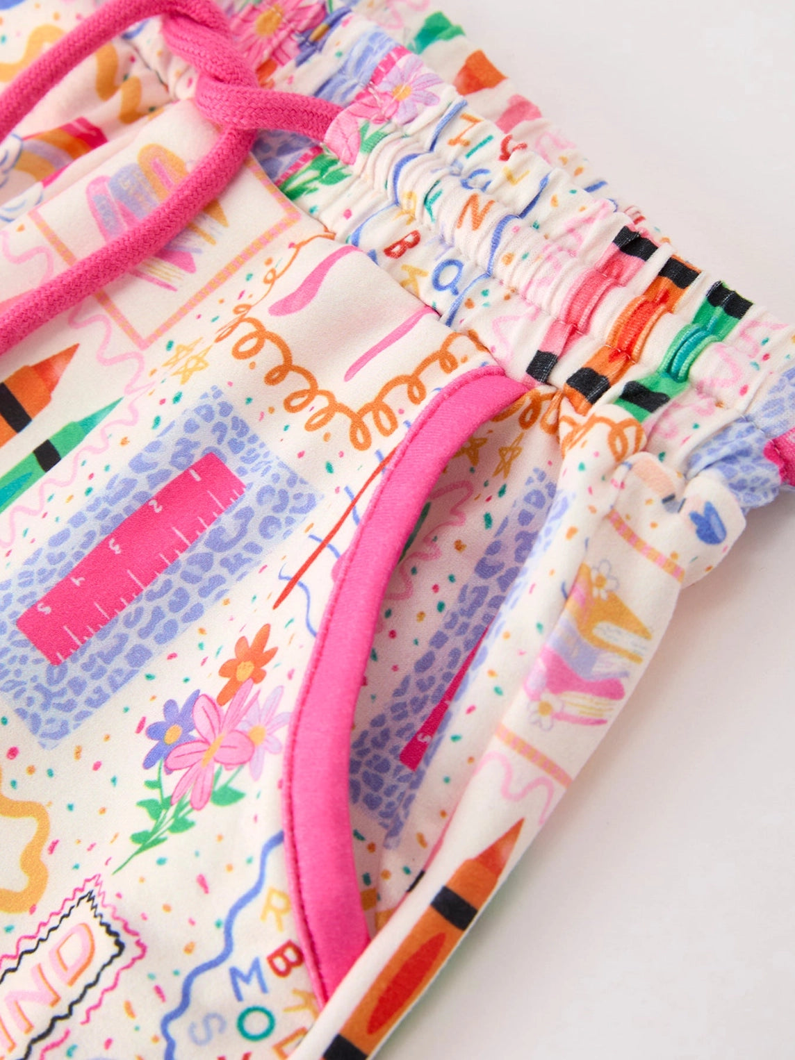 PREORDER Back To School Print Girl Short Set Scallop Hem *sold as set