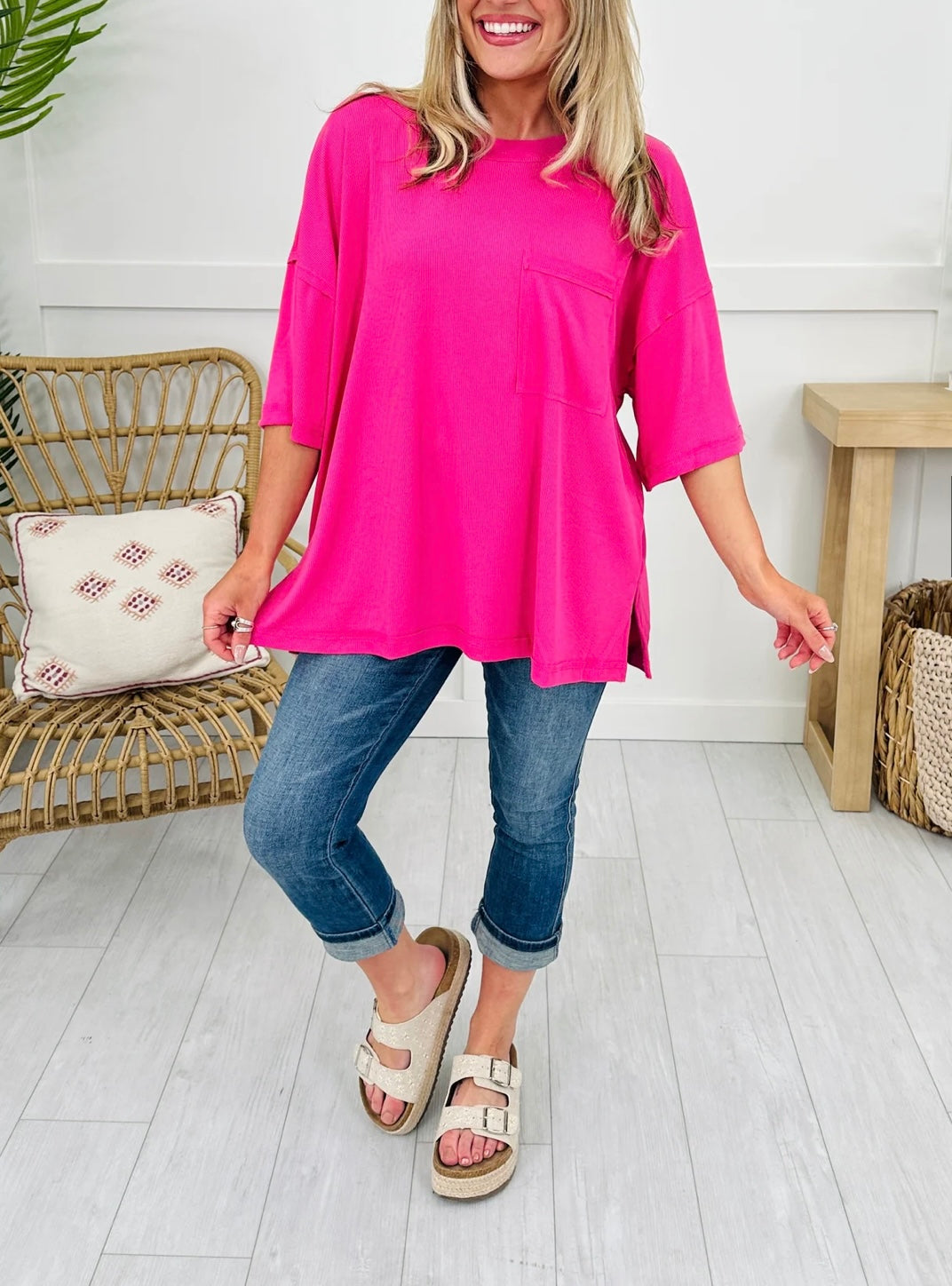 Hidden Smiles Top (Hot Pink)