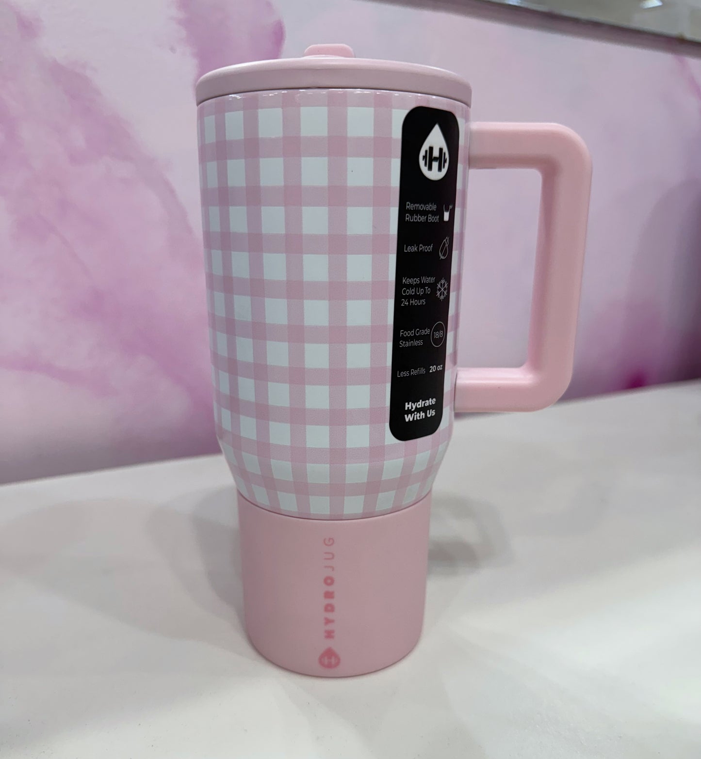 Pink Gingham Traveler (20oz)