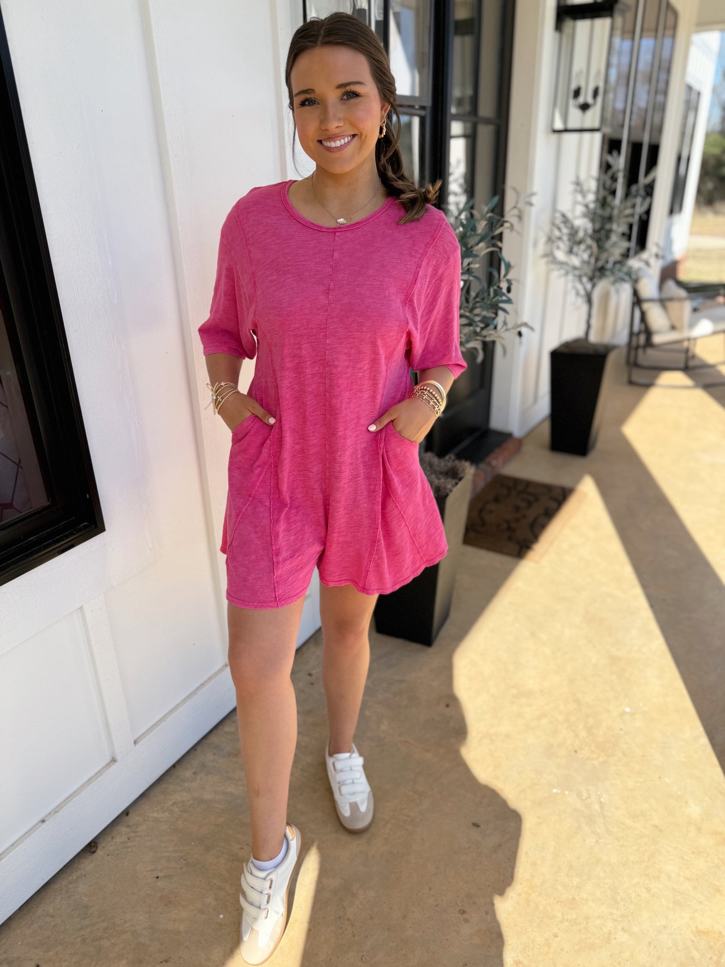 Forever Wild Romper (Hot Pink)