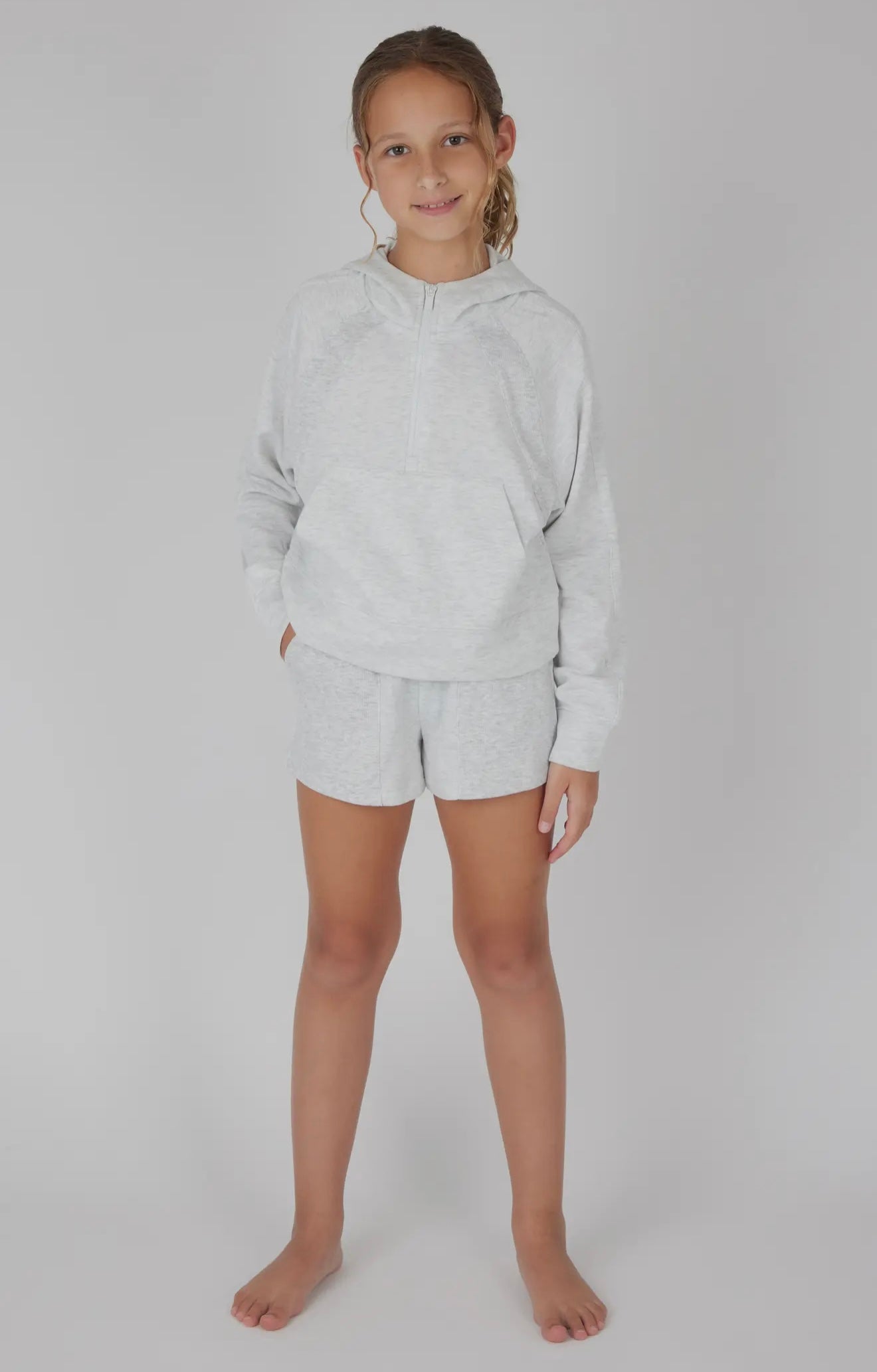 Girls Terry Brushed Half Zip Hoodie and Short *sold as set