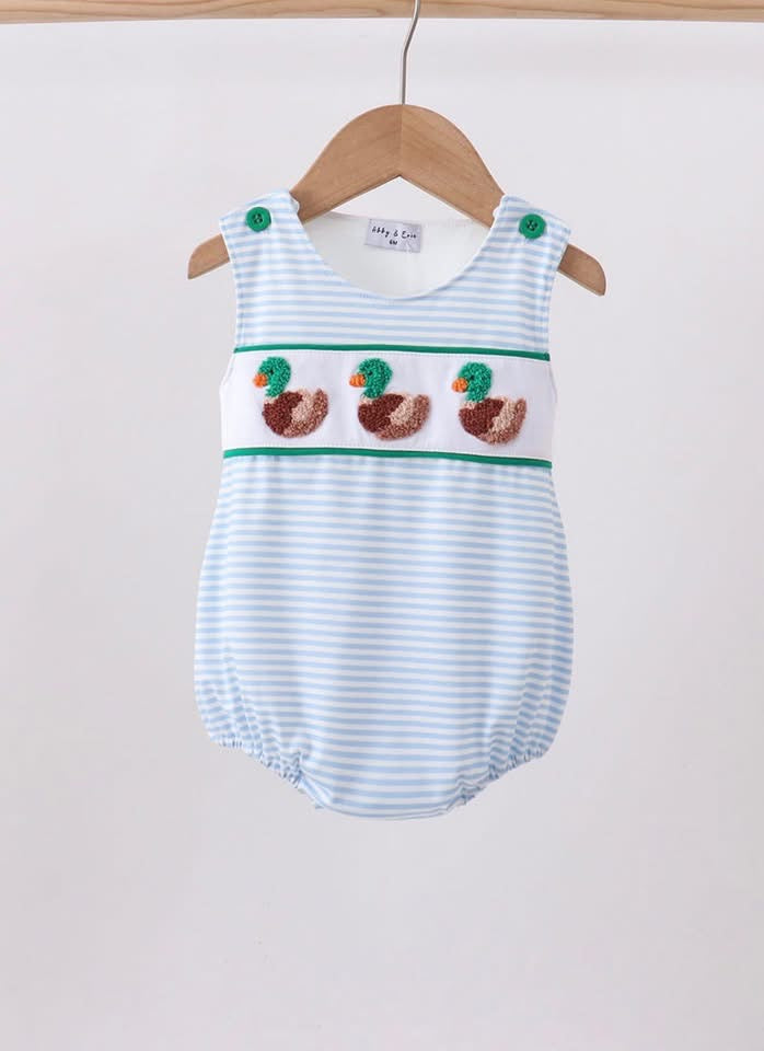 Green Duck French Knot Stripe Bubble