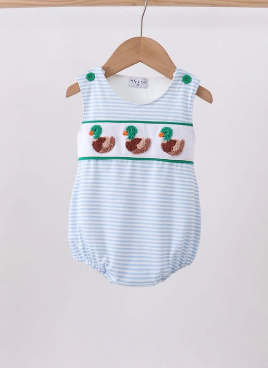 Green Duck French Knot Stripe Bubble