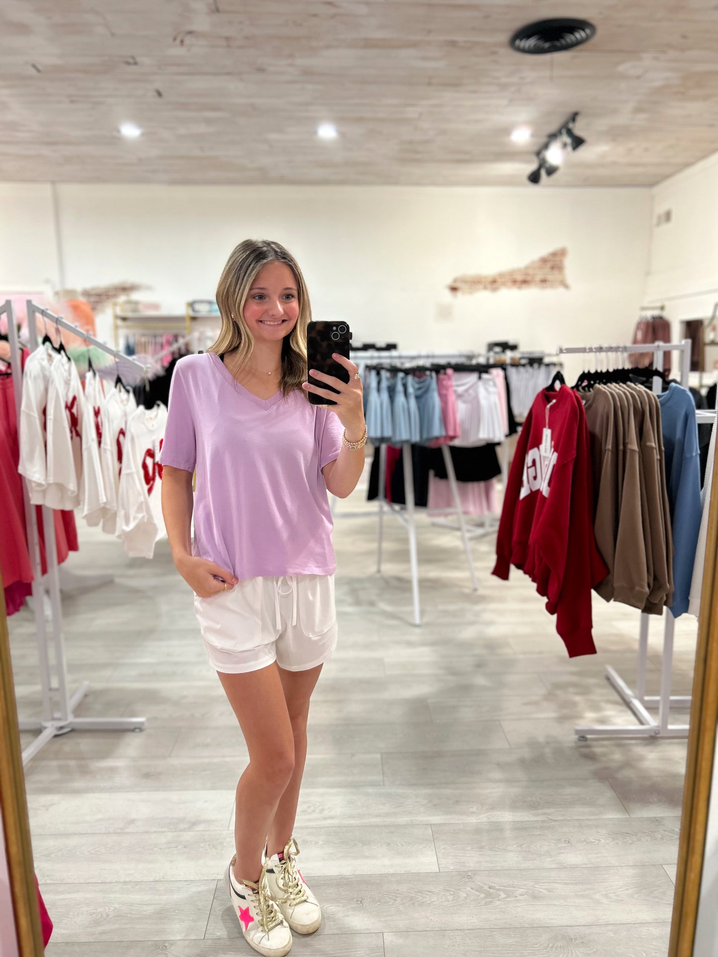Pima Cotton Blend V-Neck Tee (Lavender)