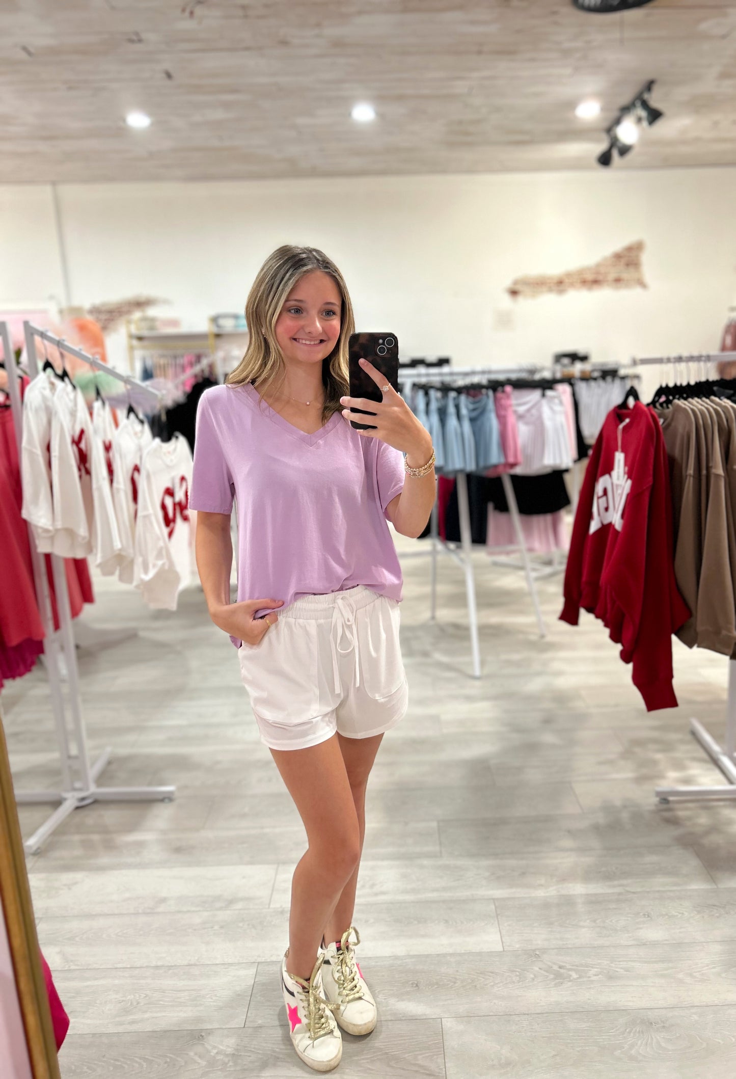 Pima Cotton Blend V-Neck Tee (Lavender)