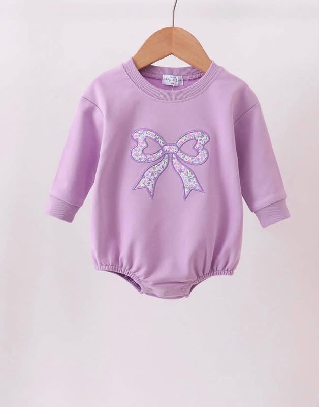 Purple Floral Bow Embroidery Bubble