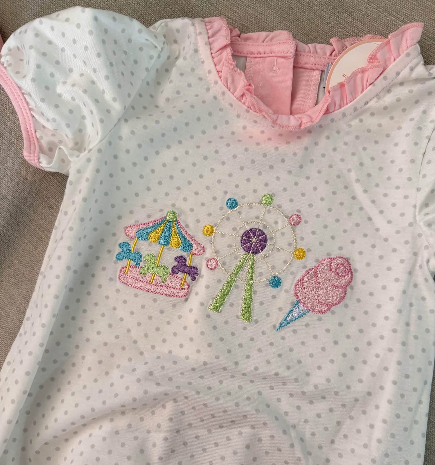 Pink Carousel Embroidered Bubble