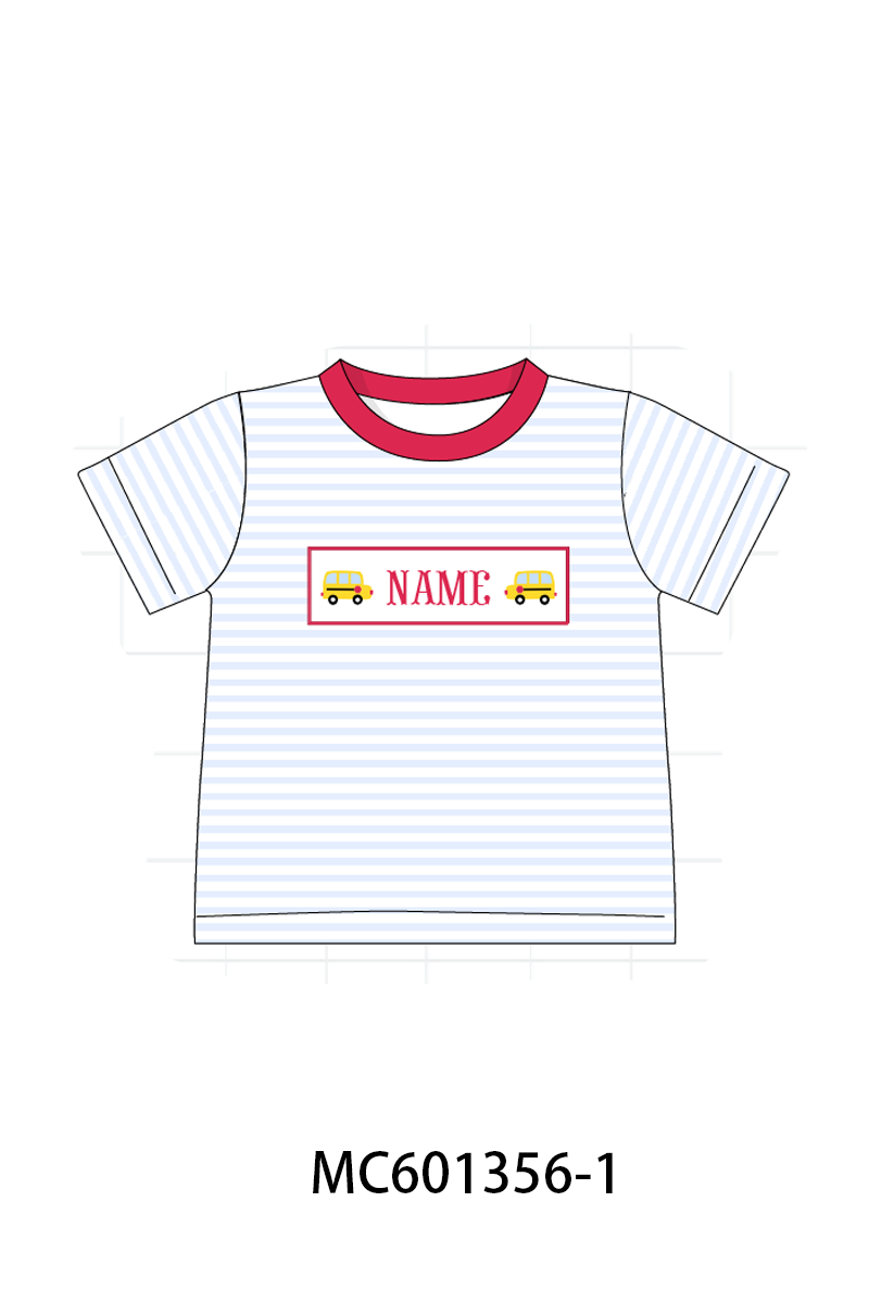 PO80 Pink back to school bus monogram smocked collection