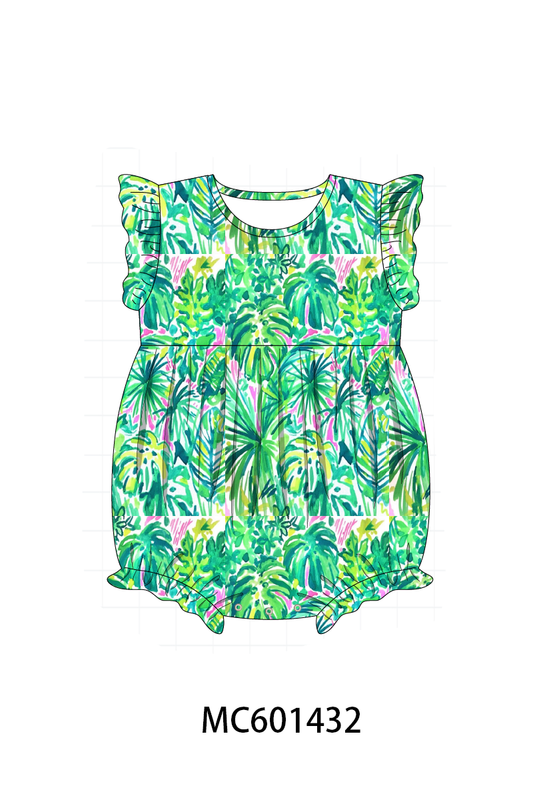 PO80 Green leaves lily print ruffle collection