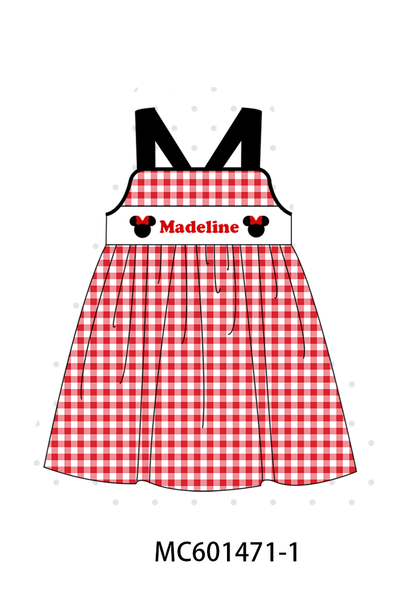 PO80 Red character monogram embroidery gingham collection