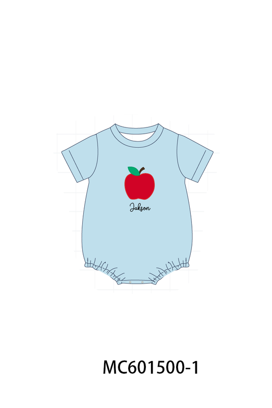 PO80 Blue back to school apple monogram embroidery ruffle collection