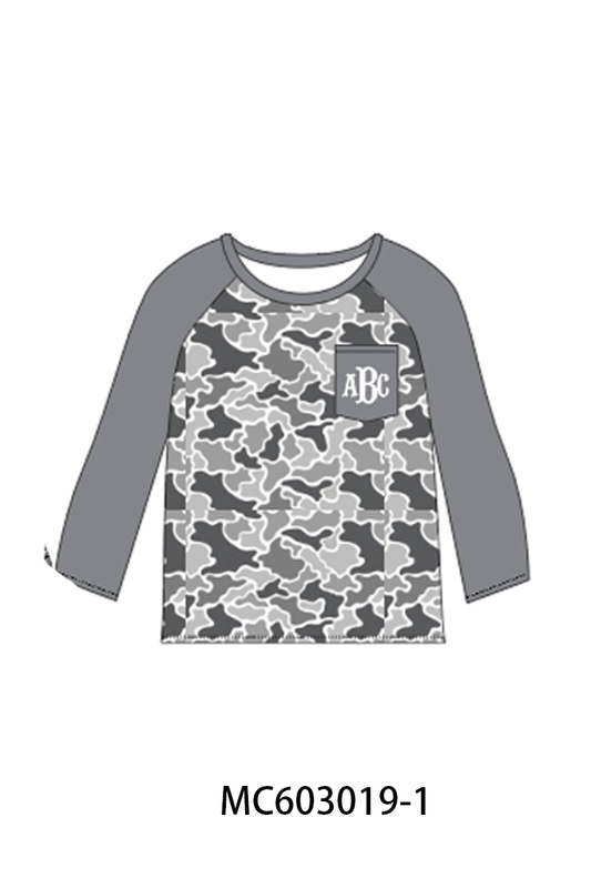 PO83 Grey camouflage monogram embroidery collection