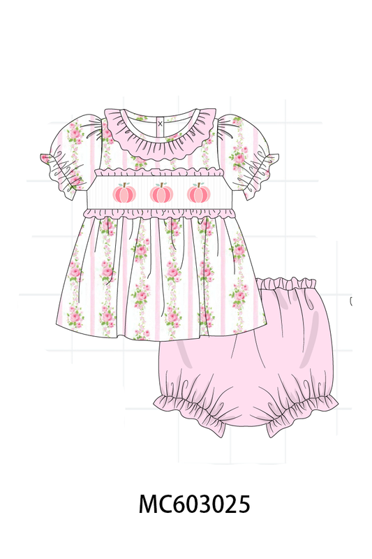PO83 Pink pumpkin embroidery ruffle collection