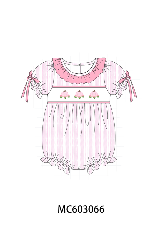 PO83 Pink&green pumpkin embroidery ruffle collection