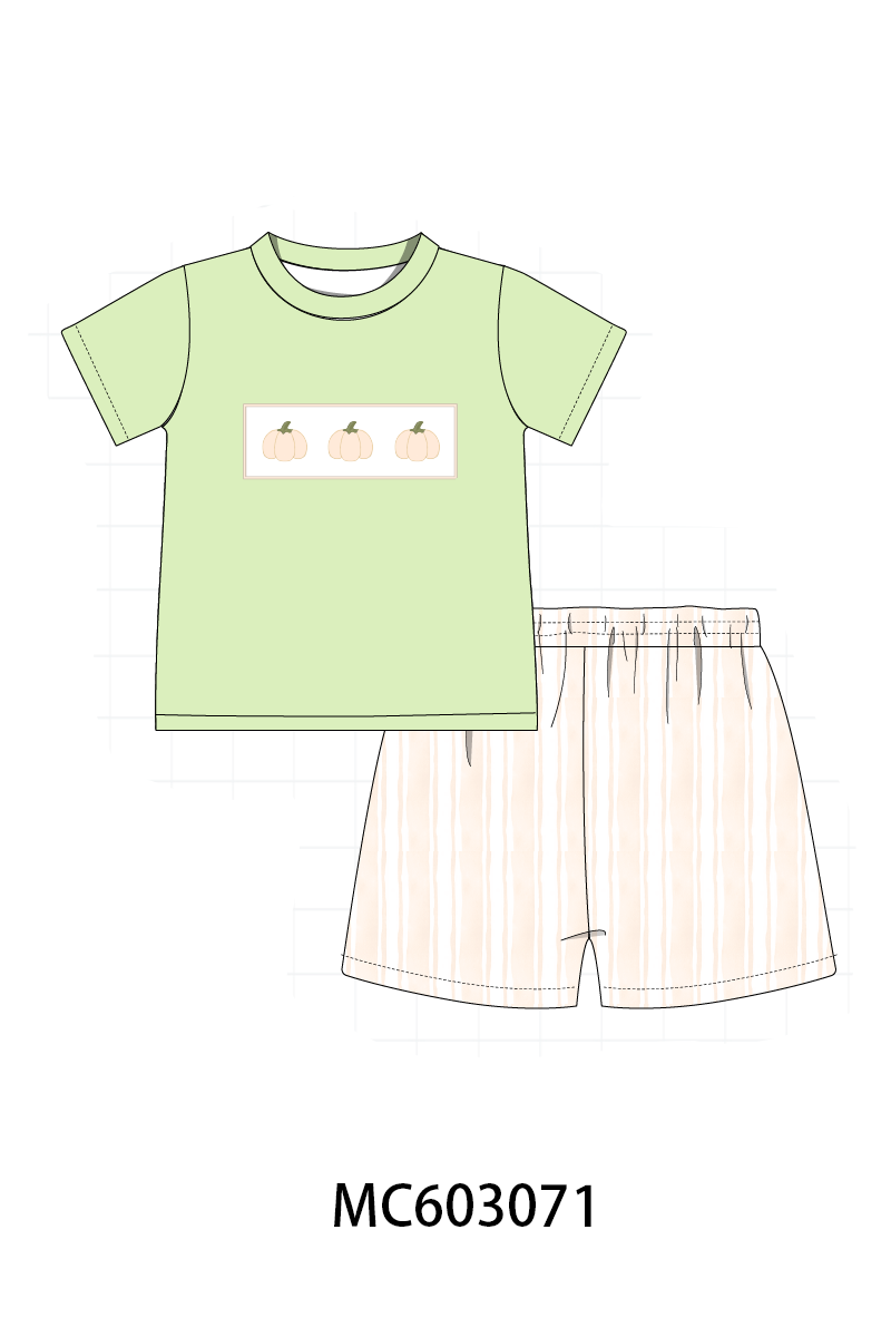 PO83 Pink&green pumpkin embroidery ruffle collection