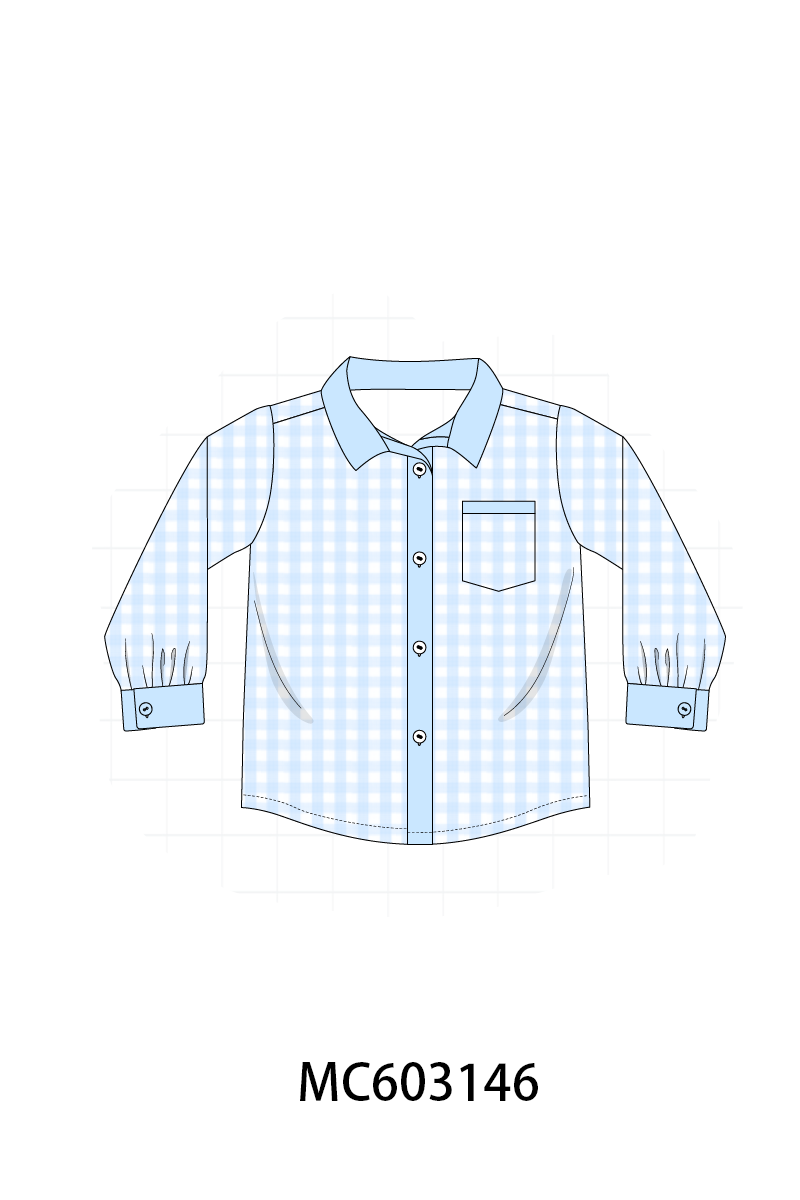PO83 Blue bow smocked floral gingham collection