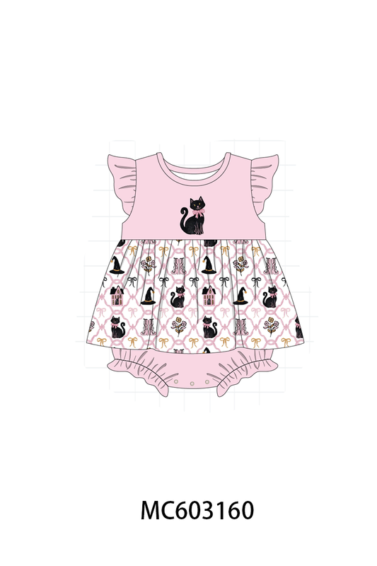PO83 Pink halloween cat embroidery collection