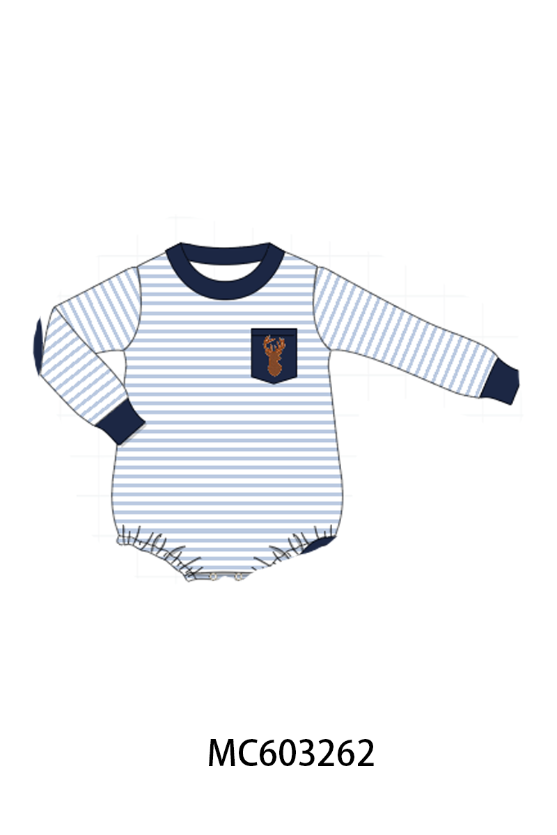 PO83 Navy floral bow smocked collection
