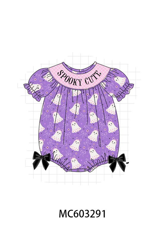 PO83 Purple halloween spooky cute smocked collection