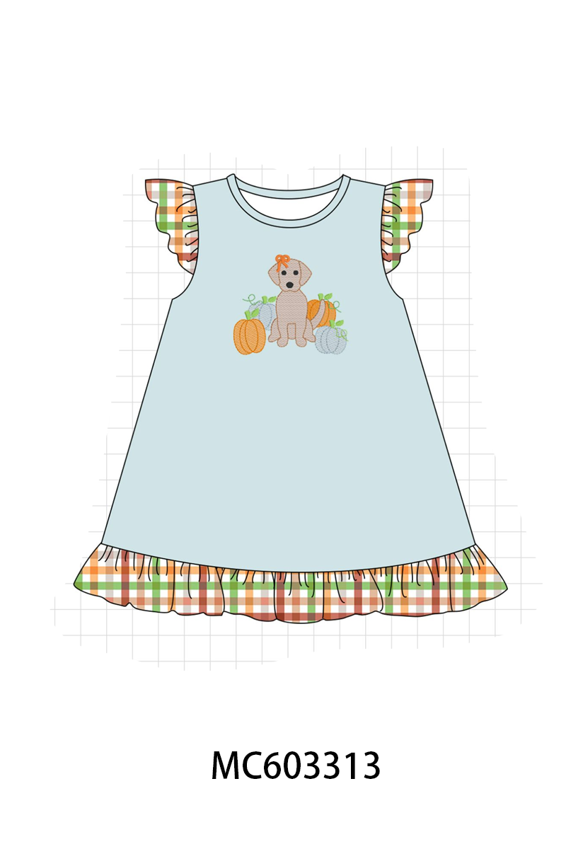 PO83 Blue puppy pumpkin embroidery collection