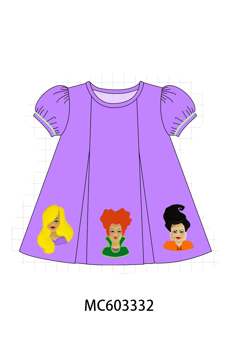 PO83 Purple halloween witch sister applique collection