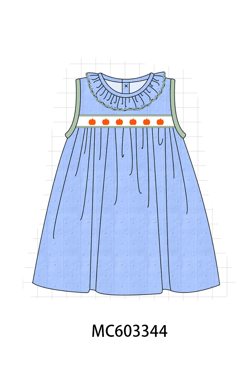 PO83 Blue&green pumpkin embroidery ruffle jacquard collection