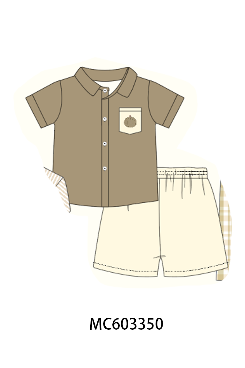 PO83 Khaki pumpkin embroidery plaid collection