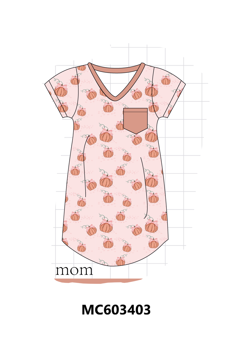 PO83 Pink pumpkin print bamboo collection