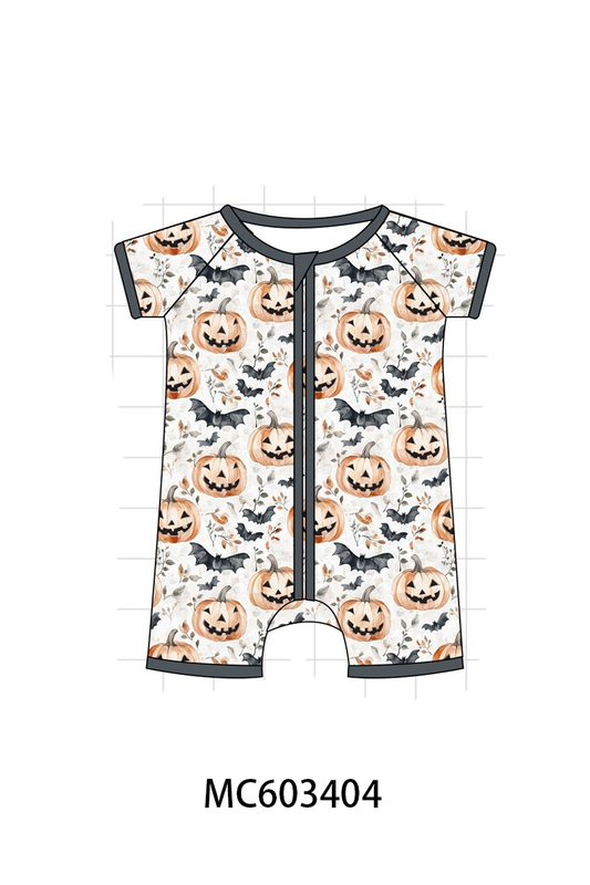 PO83 Grey halloween pumpkin print bamboo collection