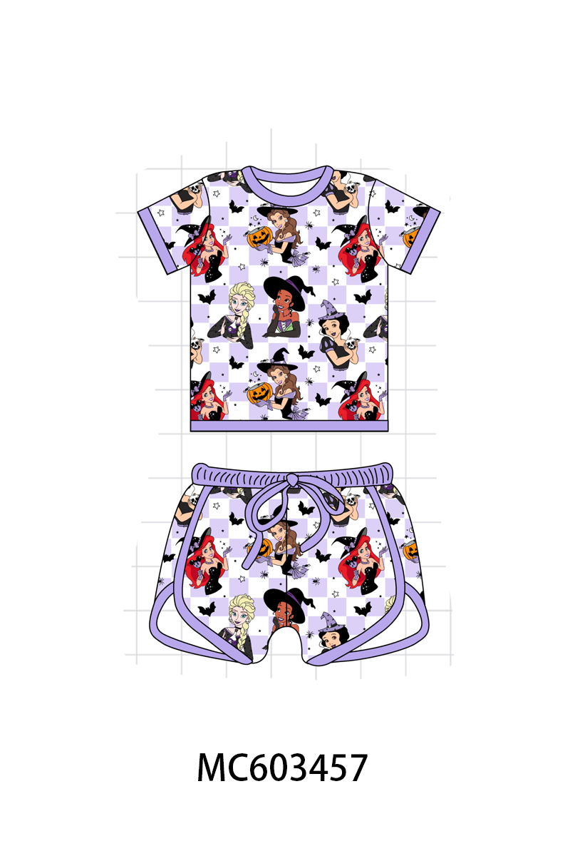 PO83 Purple halloween witch print bamboo checkered collection